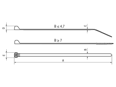 Technical drawing with dimensions of Panduit® Dome-Top® Barb Ty - Cable ties with barb stainless steel A4