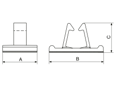 Disegno tecnico con quote di Panduit® - Supporti reggicavi verticali con biadesivo