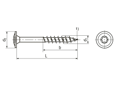 Dessin technique avec dimensions de SPAX® - Vis avec embase pour constructions en bois à six lobes internes T-STAR plus avec pointe 4CUT