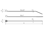 Technische Zeichnung mit Maßen von Panduit® Pan-Ty® - Kabelbinder