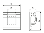 Dessin technique avec dimensions de Panduit® - Clips de fixation adhésifs