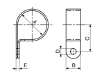 치수가 포함된 기술 도면: Panduit® - Fixed diameter cable clamps to screw