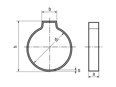 Technical drawing with dimensions of MIKALOR A10R - One-ear clips for low pressure