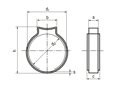 Dessin technique avec dimensions de MIKALOR A10RI - Colliers à 1 oreille avec bague intégrée pour basse pression