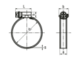 Disegno tecnico con quote di MIKALOR ASFA-S - Fascette stringitubo a vite senza fine per media pressione