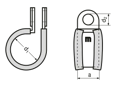 Technical drawing with dimensions of MIKALOR P-Clip - Rubber-lined connecting clamps for low pressure