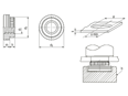Technische Zeichnung mit Maßen von PEM® KFS2 - Einpressmuttern für Printplatten, andere Kunststoffe und Aluminium