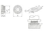 Technische Zeichnung mit Maßen von PEM® KFS2 - Einpressmuttern für Printplatten, andere Kunststoffe und Aluminium