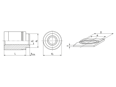Technical drawing with dimensions of PEM® ReelFast® SMTSO - Surface mount spacers with trou-hole, with adhesive patch, on tape for PC boards