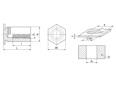 Dessin technique avec dimensions de PEM® BSO - Douilles filetées à sertir fermées, pour matériaux métalliques