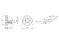 Dessin technique avec dimensions de PEM® U/FEX/FEOX - Écrous à sertir miniatures pour matériaux métalliques
