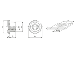 Teknisk tegning med mål af PEM® U/FEX/FEOX - Miniature-presmøtrikker til metalliske materialer