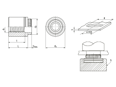 Technische Zeichnung mit Maßen von PEM® KFE - Einpressgewindebuchsen für Printplatten und andere Kunststoffe