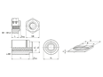 Technische Zeichnung mit Maßen von PEM® ReelFast® SMTSO - Einlötgewindebuchsen mit Klebepunkt, gegurtet für Printplatten