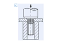 Montageabbildung für PEM® KFH - Einpressgewindebolzen mit UNC Gewinde, für Printplatten und andere Kunststoffe