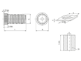 Technische Zeichnung mit Maßen von PEM® KFH - Einpressgewindebolzen mit UNC Gewinde, für Printplatten und andere Kunststoffe