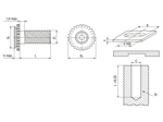 Technische Zeichnung mit Maßen von PEM® CHC/CFHC - Einpressgewindebolzen für Sacklochmontage, für metallische Werkstoffe