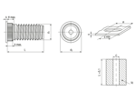 Technische Zeichnung mit Maßen von PEM® KFH - Einpressgewindebolzen für Printplatten und andere Kunststoffe