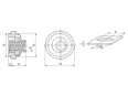 Technische Zeichnung mit Maßen von PEM® LAS - Einpresssicherungsmuttern beweglich, mit UNC Gewinde, für metallische Werkstoffe