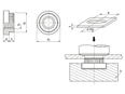Dessin technique avec dimensions de PEM® KF2 - Écrous à sertir pour circuits imprimés et autres plastiques