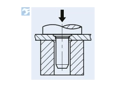 Montageabbildung für PEM® TPS - Einpressbolzen mit Zentriereinsatz Zollausführung, für metallische Werkstoffe