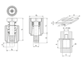 Technical drawing with dimensions of PEM® PFC2P - Self-clinching captive panel screws with phillips pan head, for metallic materials