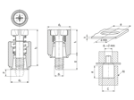 Technical drawing with dimensions of PEM® PFC2P - Self-clinching captive panel screws with phillips pan head, for metallic materials