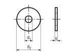 Dessin technique avec dimensions de Rondelles sans chanfrein, série large, pour vis classe résistance jusqu'à 8.8