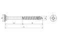 Dessin technique avec dimensions de SPAX® - Vis à tête large extrêmement basse pour constructions en bois avec six lobes internes T-STAR plus avec pointe 4CUT