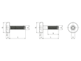 Dessin technique avec dimensions de EJOT ALtracs® Plus - Vis à tête bombée à six lobes internes Torx plus® / Autosert®