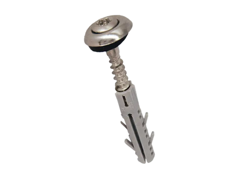 Image du produit de Vis pour façades à tête fraisée bombée à six lobes internes, cuvette et rondelle d'étanchéité avec cheville nylon prémontée