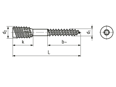 Dessin technique avec dimensions de Vis pour montage à distance à six lobes internes