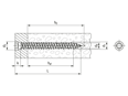 Technical drawing with dimensions of Hexalobular (6 Lobe) socket cheese head frame screws T30