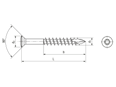 Dibujo técnico con dimensiones de SPAX® - Tornillos gota de sebo para fachadas con cabeza reducida, rosca parcial y hueco hexalobular T-STAR plus con punta CUT
