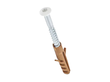 Image du produit de Vis à plinthes avec cheville à six lobes internes tête blanche RAL 9010