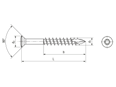 Dessin technique avec dimensions de SPAX® - Vis pour façades à tête fraisée bombée avec très petite tête, partiellement filetées et six lobes internes T-STAR plus avec pointe CUT