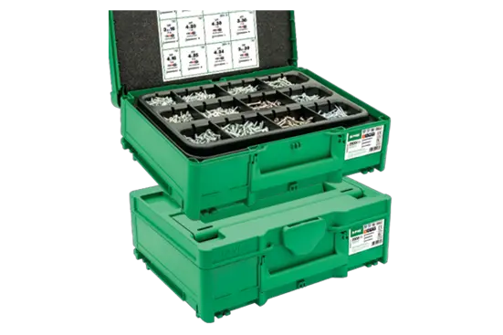 BN 20957 | Mallette de montage de vis pour panneaux d'agglomérés pour la fabrication de meubles à six lobes internes T-STAR plus entièrement / partiellement filetées avec pointe 4CUT