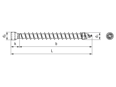 Dessin technique avec dimensions de SPAX® - Vis à tête cylindrique pour panneaux acoustiques entièrement filetées, à six lobes internes T-STAR plus avec pointe 4CUT