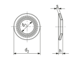 Teknisk tegning med mål af Rip-Lock™ - Sikringsskiver smal udførelse