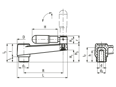 Disegno tecnico con quote di ELESA® MT-AT+IR - Manovelle con impugnatura ribaltabile, boccola in acciaio brunito