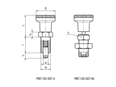 Technische Zeichnung mit Maßen von ELESA® PMT.100-SST-A/AK - Rastbolzen ohne Arretierung Raststift INOX