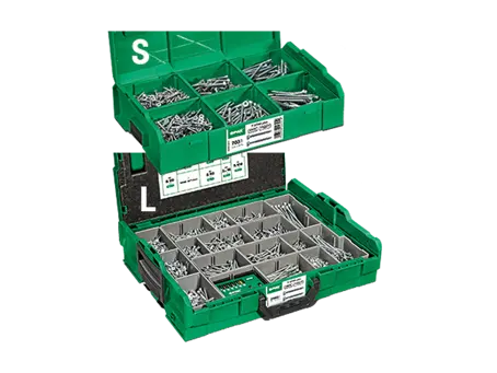 Image du produit de SPAX® L-BOXX - Mallette de montage de vis à tête fraisée pour panneaux d'agglomérés à six lobes internes T-STAR plus entièrement / partiellement filetées avec pointe 4CUT
