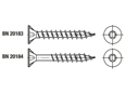 Dibujo técnico con dimensiones de SPAX® T-Loc I - Maletín con surtido de tornillos avellanados para paneles de aglomerado con hueco hexalobular T-STAR plus totalmente / pacialmente roscados con punta 4CUT