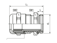 Technical drawing with dimensions of JACOB® PERFECT - Cable glands with metric thread standard