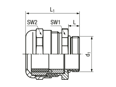 Technical drawing with dimensions of JACOB® PERFECT - Cable glands with metric thread and enlarged clamping range for large cable-Ø