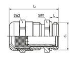 Technical drawing with dimensions of JACOB® PERFECT - Cable glands with metric thread and sealing insert without bore hole
