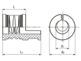 Technical drawing with dimensions of JACOB® KADL - Grommets as accessories for KADL