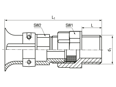 Dibujo técnico con dimensiones de JACOB® FAVORIT - Prensaestopas con rosca métrica y abrazadera para descarga de tracción con protección contra doblez