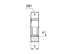 Technical drawing with dimensions of JACOB® - Hex nuts with metric thread through self-extinguishing polyamide