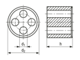 Technical drawing with dimensions of JACOB® - Sealing inserts for installation of several cables for series PERFECT with metric thread